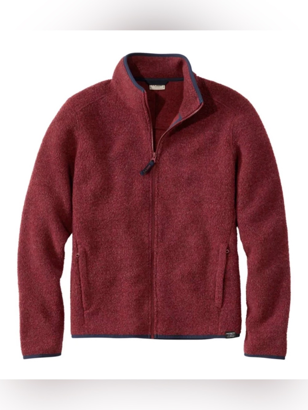 LL Bean All Season Wool Fleece Full Zip Sweater Red Mens Large